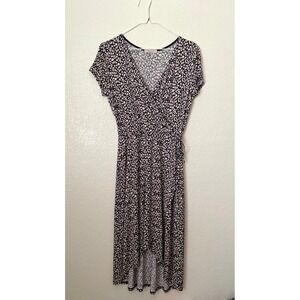 Gilli Wrap Dress Animal Print Midi High Low Short Sleeve‎ Casual Preppy Summer S
